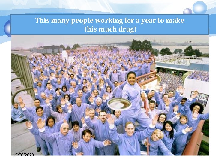 This many people working for a year to make this much drug! 10/30/2020 45