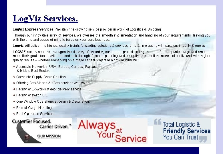 Log. Viz Services. Log. Viz Express Services Pakistan, the growing service provider in world