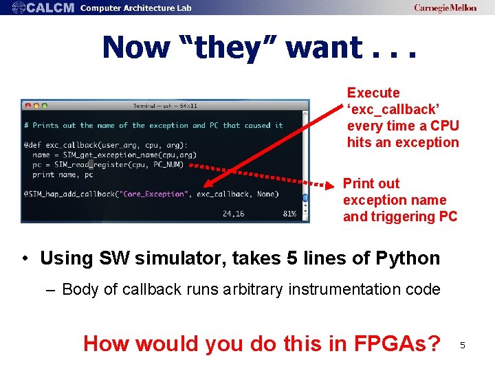 Now “they” want. . . Execute ‘exc_callback’ every time a CPU hits an exception