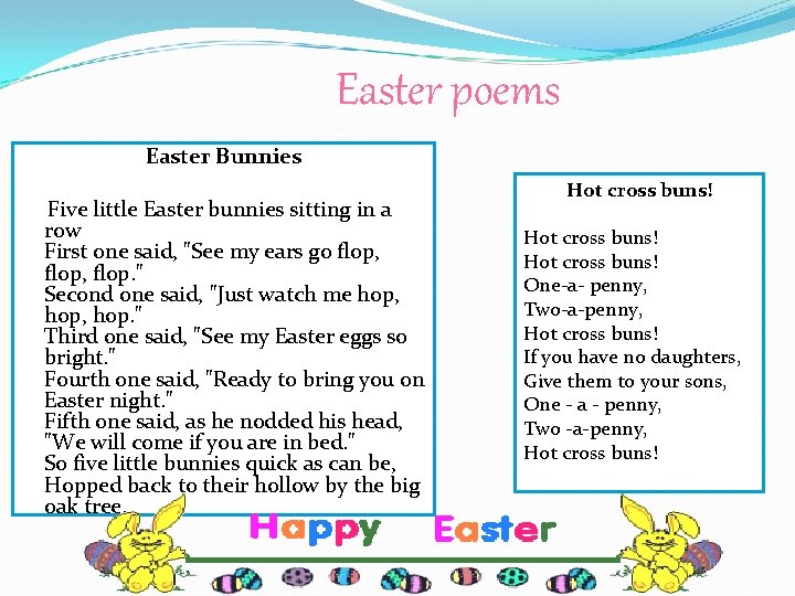 Easter poems Easter Bunnies Five little Easter bunnies sitting in a row First one