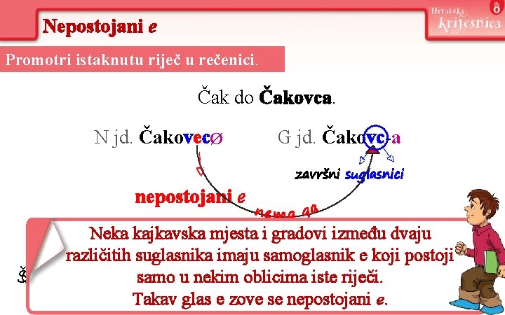 Nepostojani e Promotri istaknutu riječ u rečenici. Čak do Čakovca. N jd. Čakovec ?