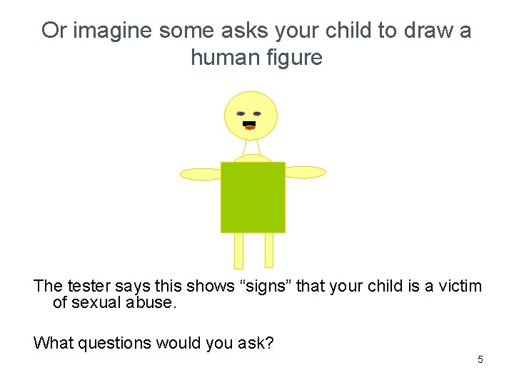 Or imagine some asks your child to draw a human figure The tester says