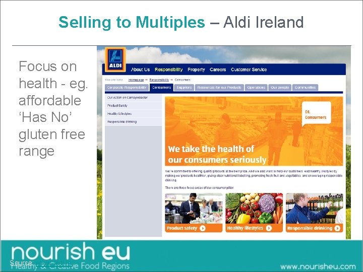 Selling to Multiples – Aldi Ireland Focus on health - eg. affordable ‘Has No’