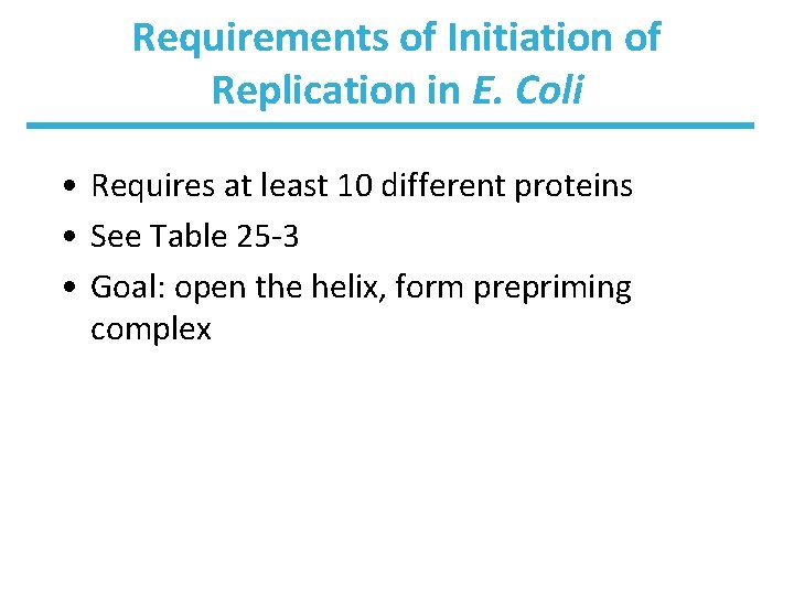 Requirements of Initiation of Replication in E. Coli • Requires at least 10 different