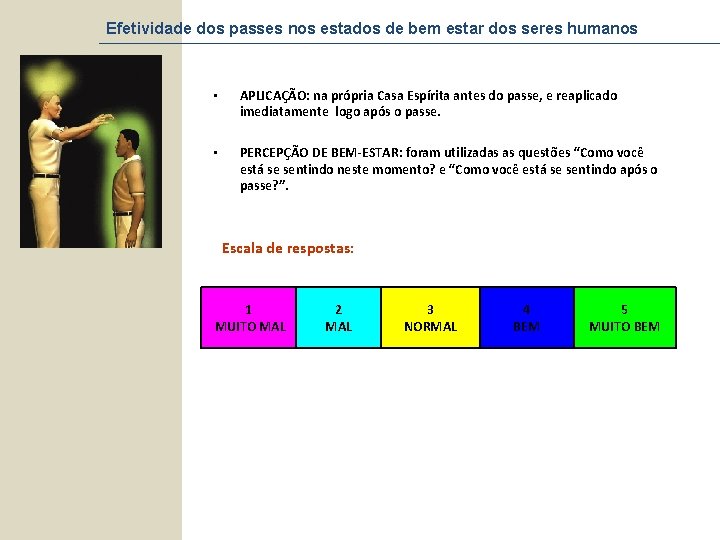 Efetividade dos passes nos estados de bem estar dos seres humanos • APLICAÇÃO: na