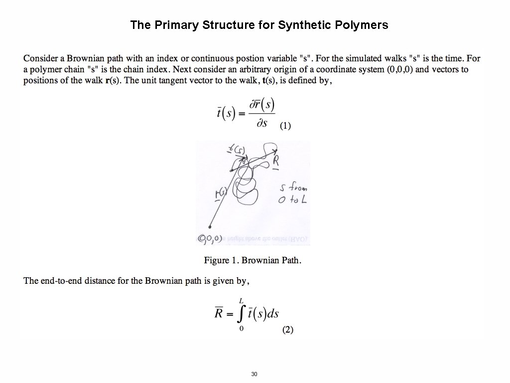 The Primary Structure for Synthetic Polymers 30 