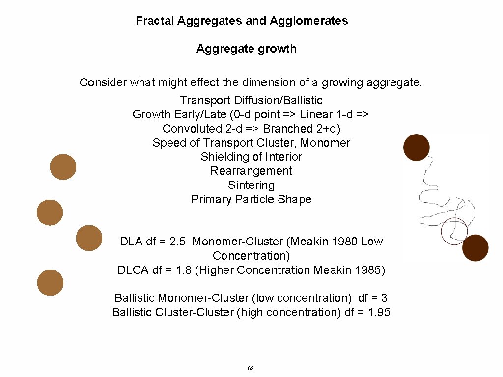 Fractal Aggregates and Agglomerates Aggregate growth Consider what might effect the dimension of a