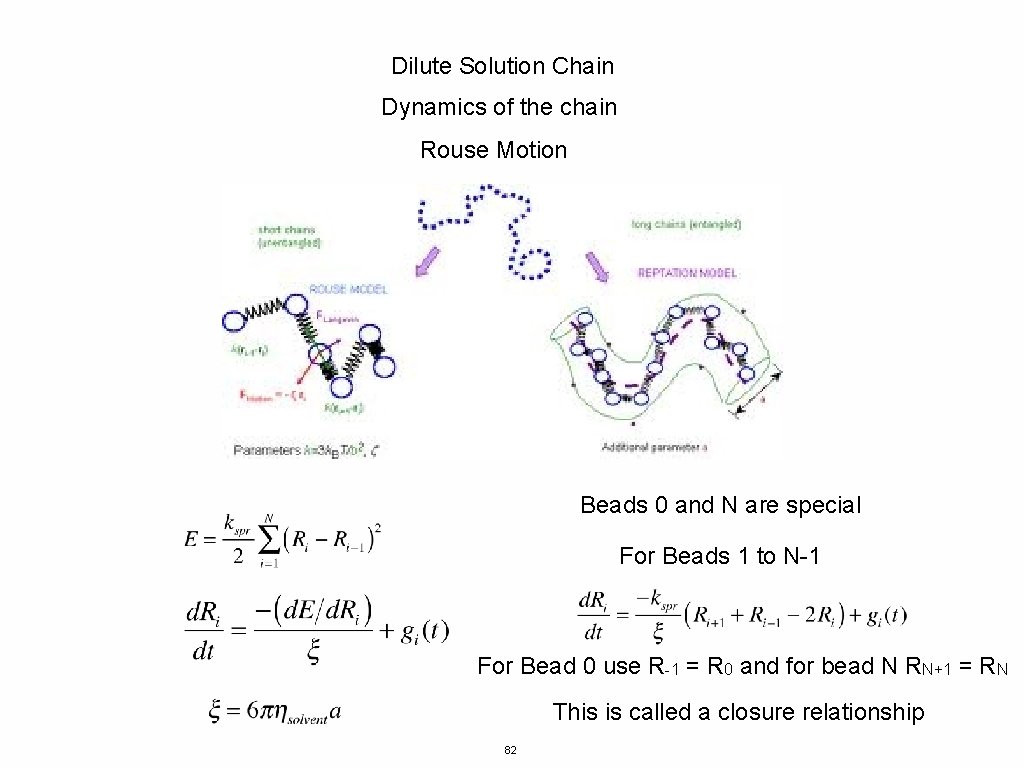 Dilute Solution Chain Dynamics of the chain Rouse Motion Beads 0 and N are