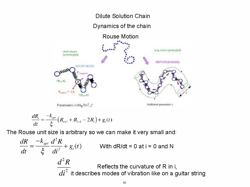 Dilute Solution Chain Dynamics of the chain Rouse Motion The Rouse unit size is