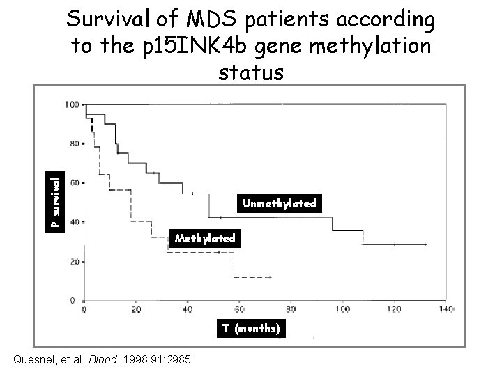 P survival Survival of MDS patients according to the p 15 INK 4 b