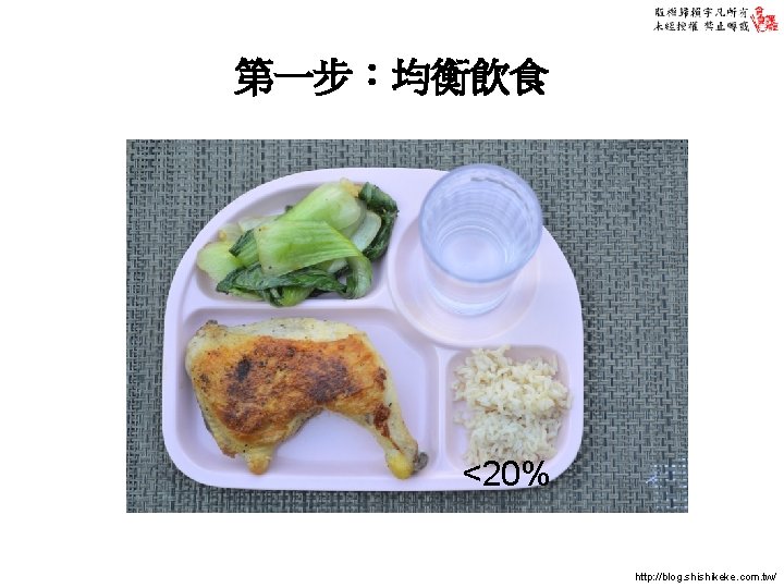 第一步：均衡飲食 <20% http: //blog. shishikeke. com. tw/ 