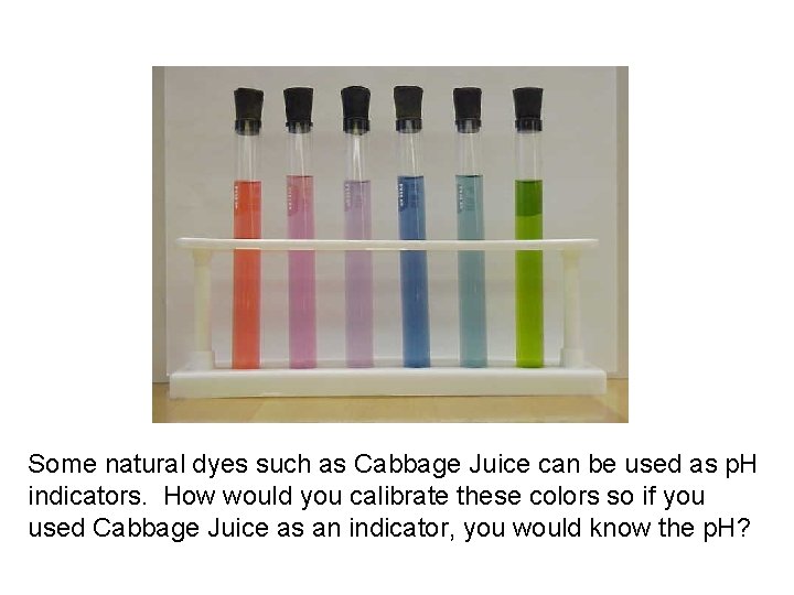 Some natural dyes such as Cabbage Juice can be used as p. H indicators.