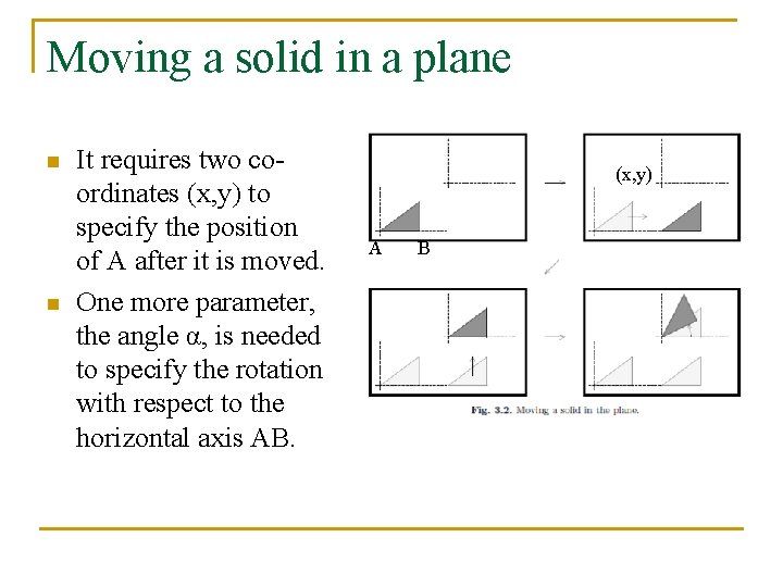 Moving a solid in a plane n n It requires two coordinates (x, y)