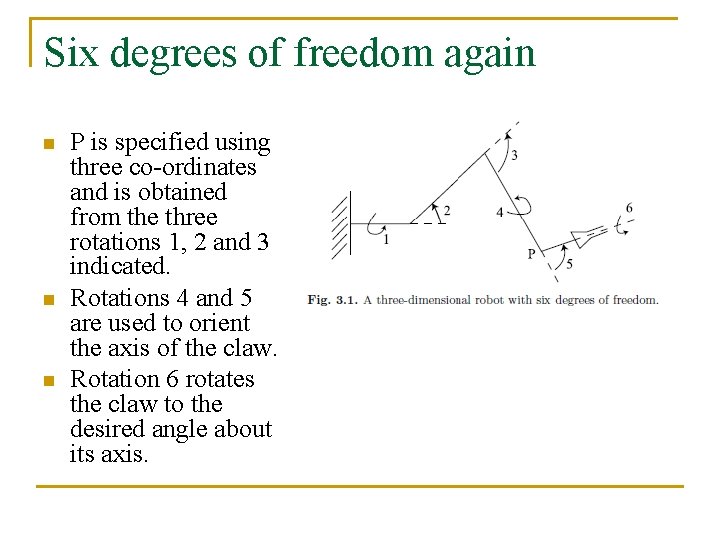 Six degrees of freedom again n P is specified using three co-ordinates and is