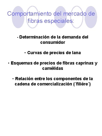 Comportamiento del mercado de fibras especiales: • Determinación de la demanda del consumidor •