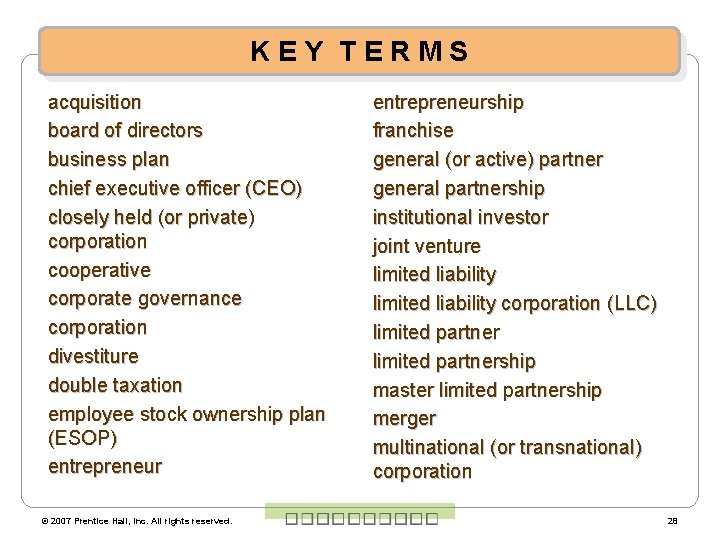 KEY TERMS acquisition board of directors business plan chief executive officer (CEO) closely held