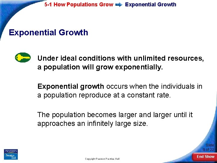 5 -1 How Populations Grow Exponential Growth Under ideal conditions with unlimited resources, a