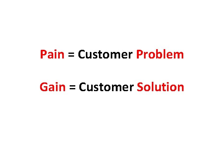 Pain = Customer Problem Gain = Customer Solution 