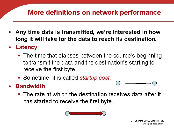 More definitions on network performance • Any time data is transmitted, we’re interested in