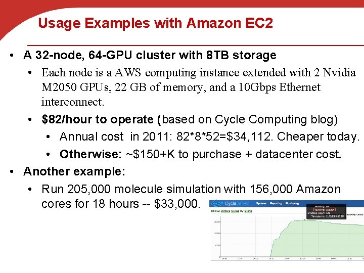 Usage Examples with Amazon EC 2 • A 32 -node, 64 -GPU cluster with