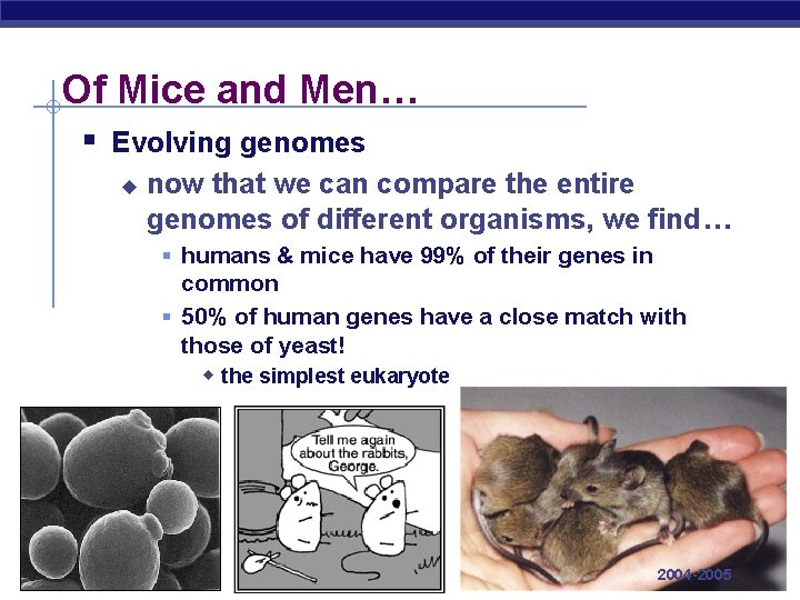 Of Mice and Men… § Evolving genomes u now that we can compare the