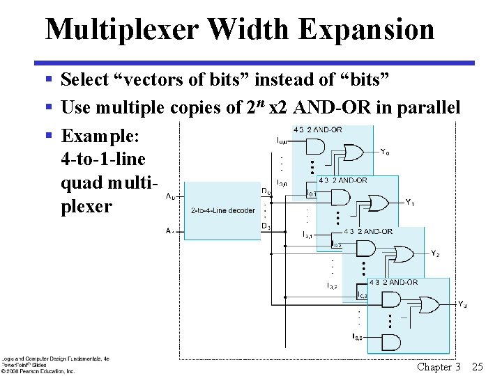 Multiplexer Width Expansion § Select “vectors of bits” instead of “bits” § Use multiple Multiplexer Width Expansion § Select “vectors of bits” instead of “bits” § Use multiple