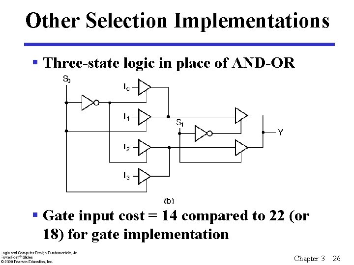 Other Selection Implementations § Three-state logic in place of AND-OR § Gate input cost Other Selection Implementations § Three-state logic in place of AND-OR § Gate input cost