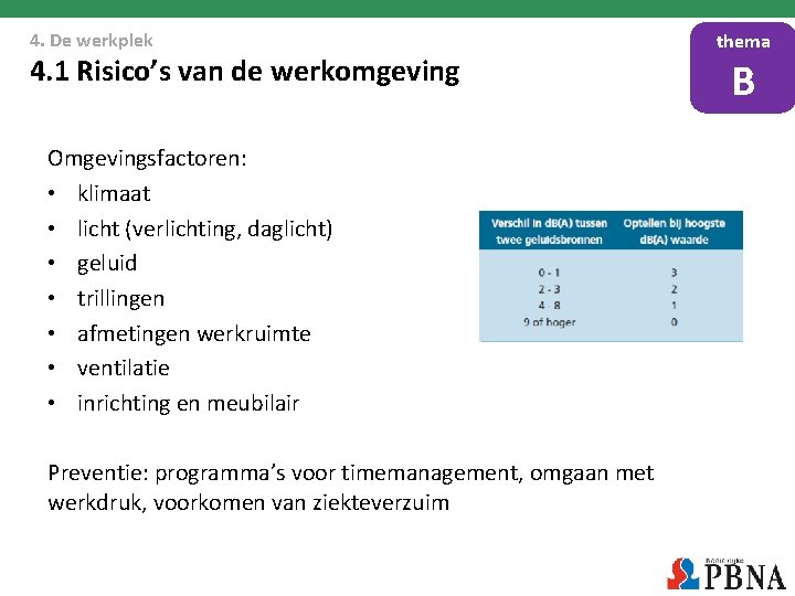 4. De werkplek 4. 1 Risico’s van de werkomgeving Omgevingsfactoren: • klimaat • licht