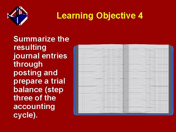 Learning Objective 4 Summarize the resulting journal entries through posting and prepare a trial
