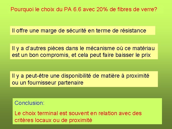 Pourquoi le choix du PA 6. 6 avec 20% de fibres de verre? Il