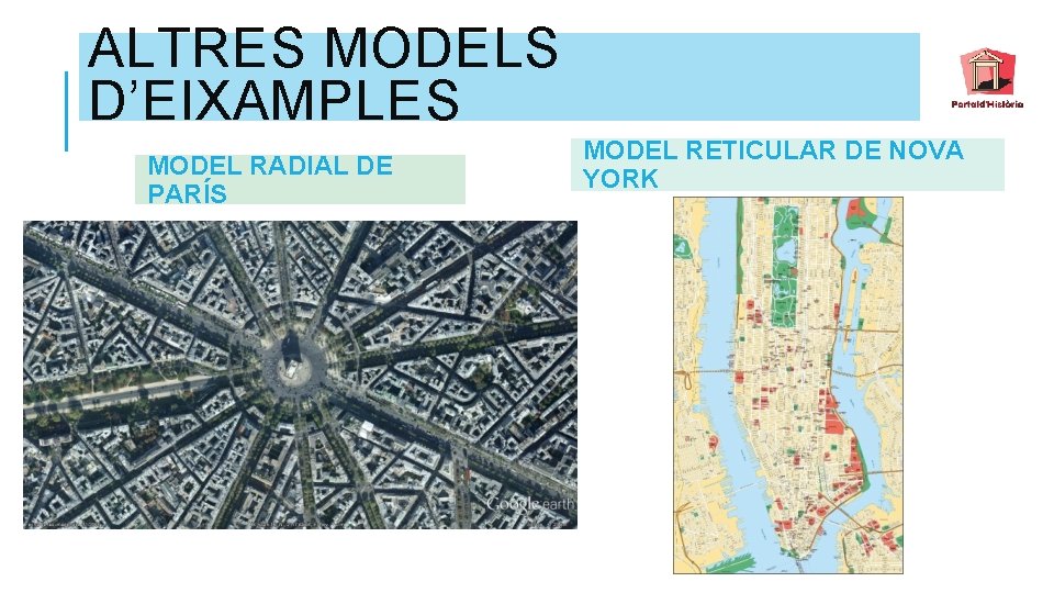 ALTRES MODELS D’EIXAMPLES MODEL RADIAL DE PARÍS MODEL RETICULAR DE NOVA YORK 