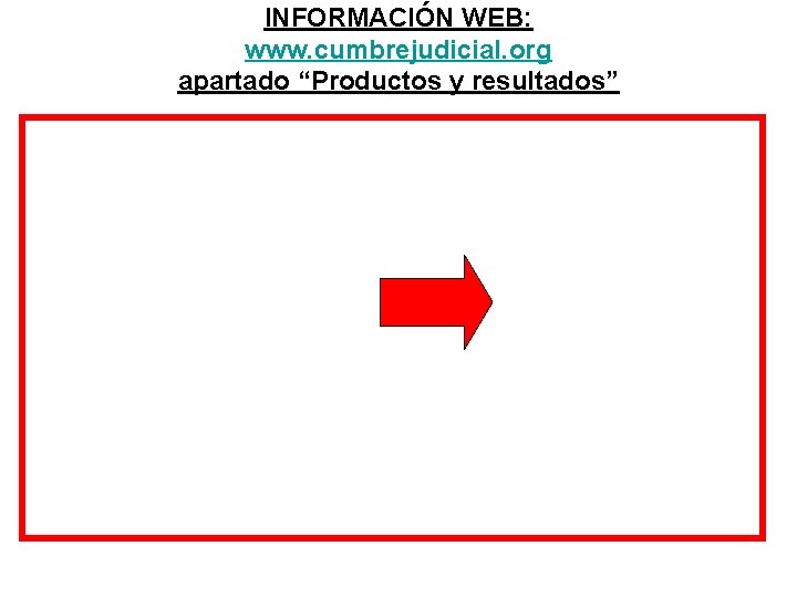 INFORMACIÓN WEB: www. cumbrejudicial. org apartado “Productos y resultados” 