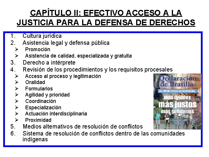 CAPÍTULO II: EFECTIVO ACCESO A LA JUSTICIA PARA LA DEFENSA DE DERECHOS 1. 2.