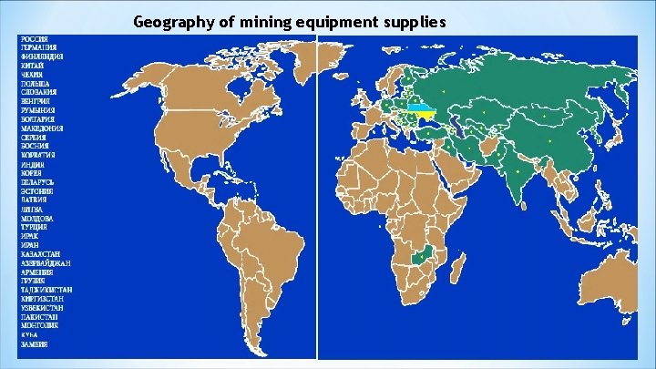 Geography of mining equipment supplies 