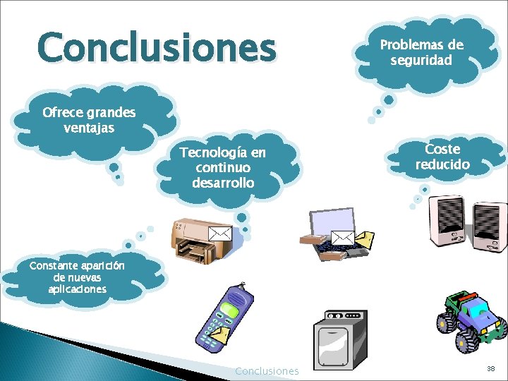 Conclusiones Problemas de seguridad Ofrece grandes ventajas Tecnología en continuo desarrollo Coste reducido Constante