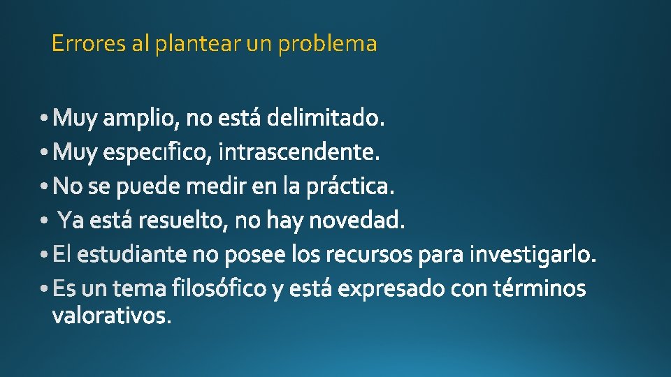 Errores al plantear un problema 