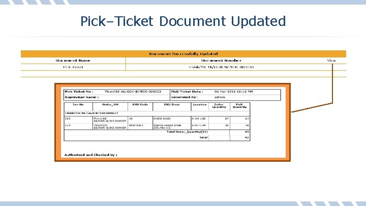 Pick–Ticket Document Updated 