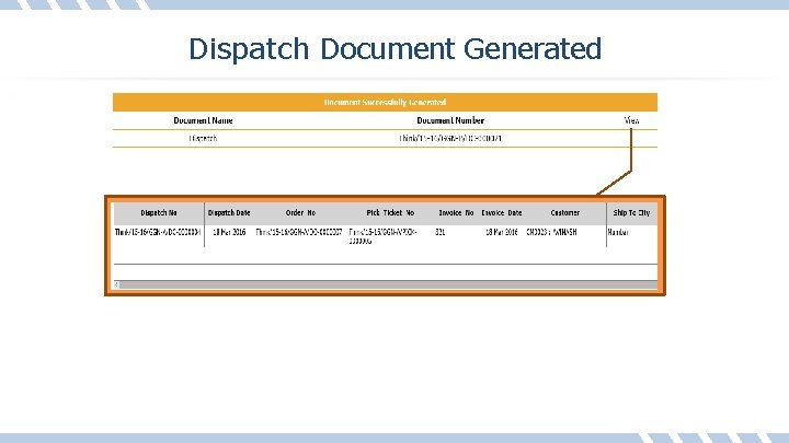 Dispatch Document Generated 