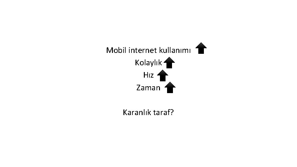 Mobil internet kullanımı Kolaylık Hız Zaman Karanlık taraf? 