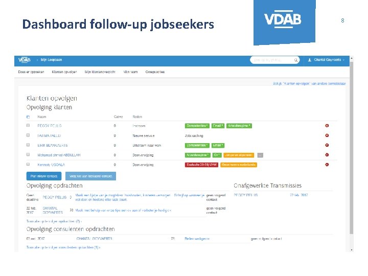 Dashboard follow-up jobseekers 8 