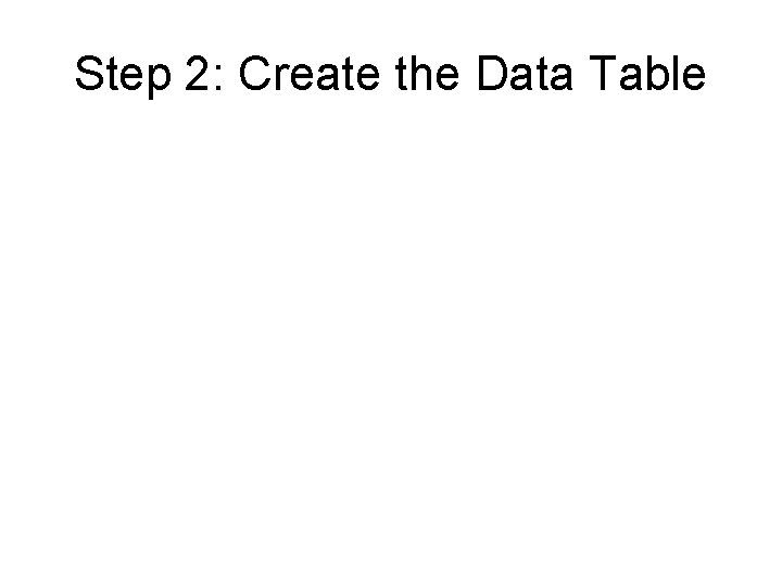 Step 2: Create the Data Table 