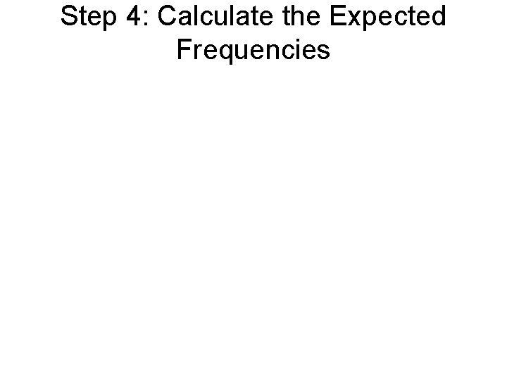 Step 4: Calculate the Expected Frequencies 
