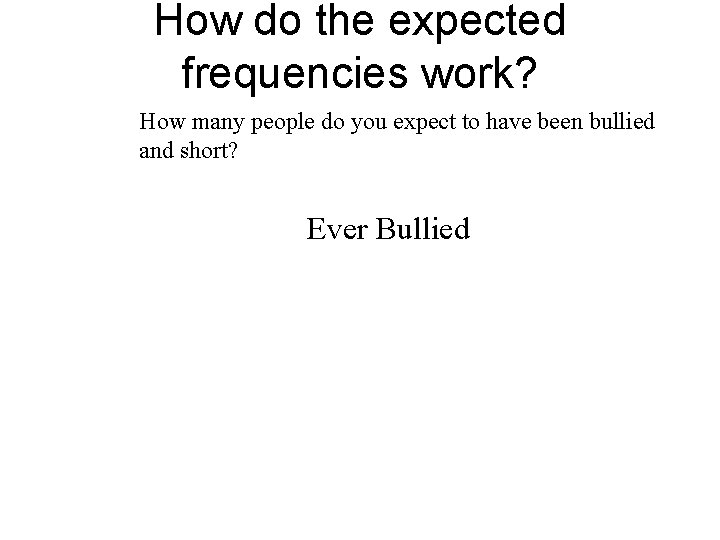 How do the expected frequencies work? How many people do you expect to have