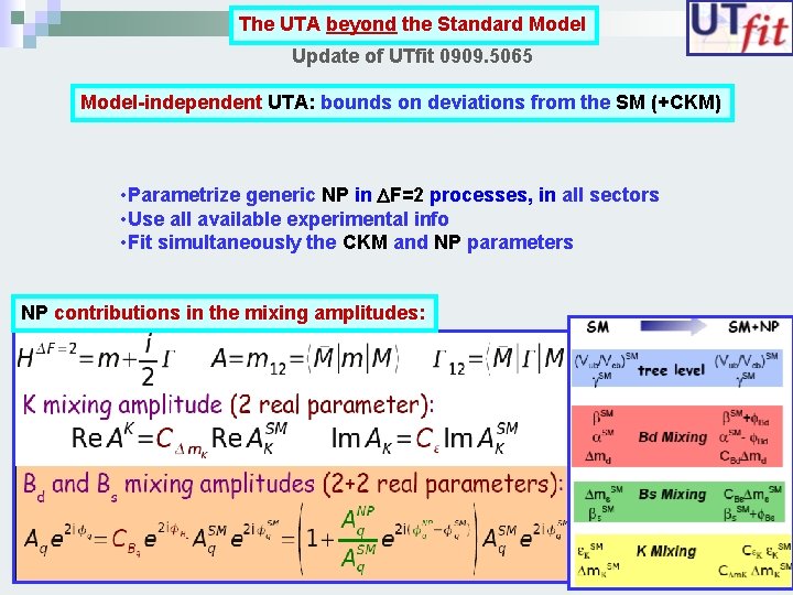 The UTA beyond the Standard Model Update of UTfit 0909. 5065 Model-independent UTA: bounds