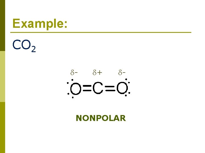 Example: CO 2 - + - NONPOLAR 