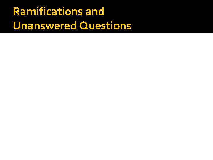 Ramifications and Unanswered Questions 