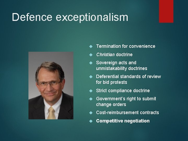 Defence exceptionalism Termination for convenience Christian doctrine Sovereign acts and unmistakability doctrines Deferential standards