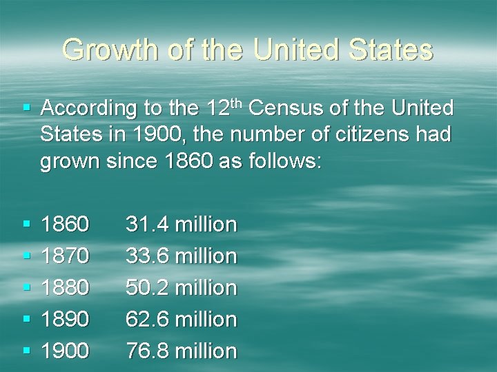 Growth of the United States § According to the 12 th Census of the