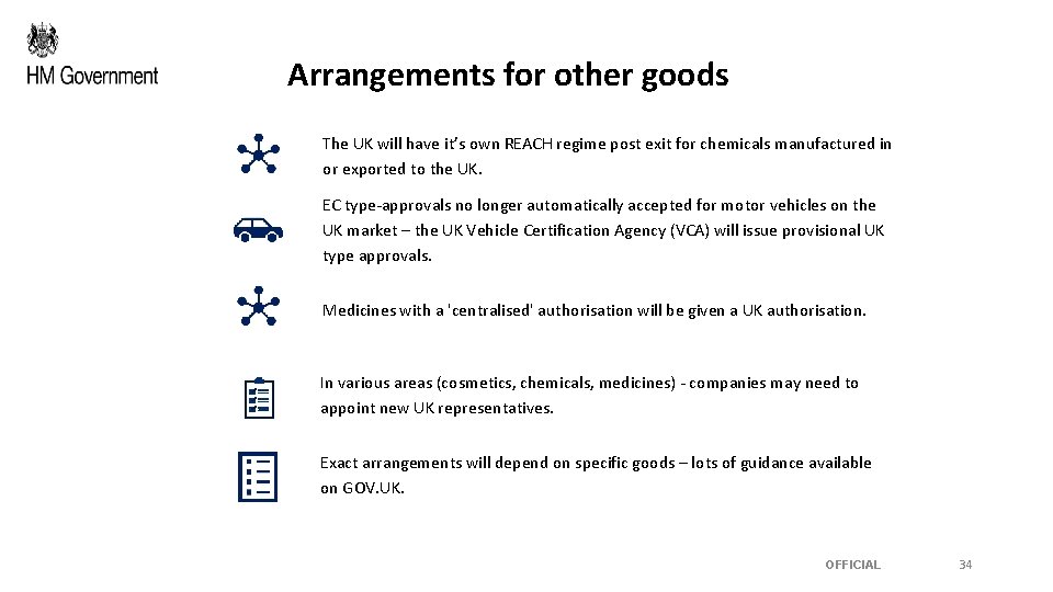 Arrangements for other goods The UK will have it’s own REACH regime post exit