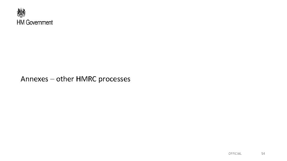 Annexes – other HMRC processes OFFICIAL 54 